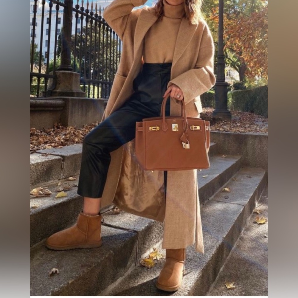 Zara wool belted coat tan š„blogger style aritzia maxmara nanushka - Picture 5 of 16